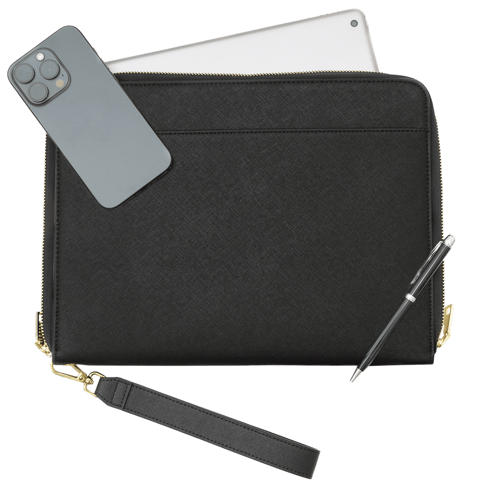 Black - Large Saffiano Pouch - THEIMPRINT PTE LTD