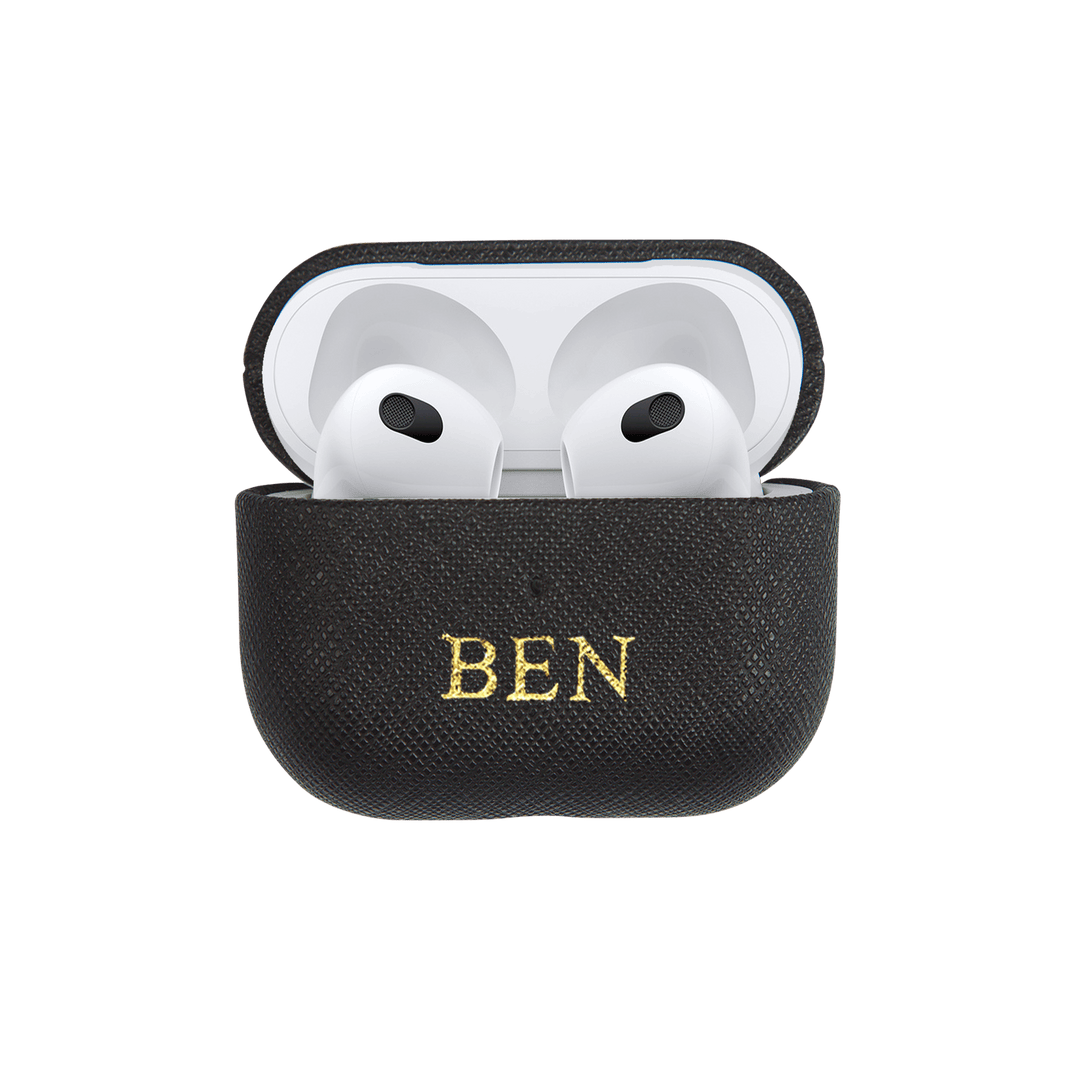Black - Saffiano AirPods Case Cover Gen 3 - THEIMPRINT PTE LTD