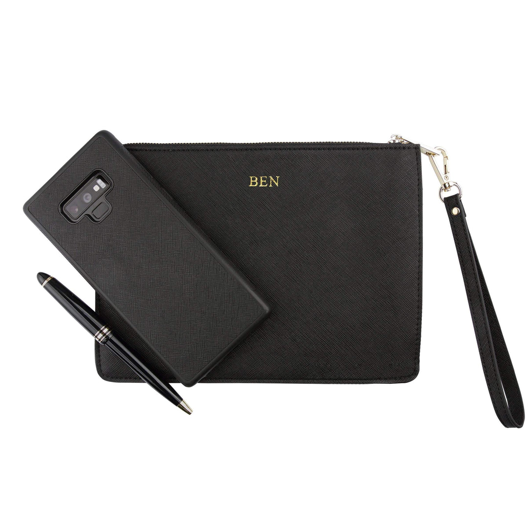 Black - Small Saffiano Pouch | Personalise | TheImprint Singapore