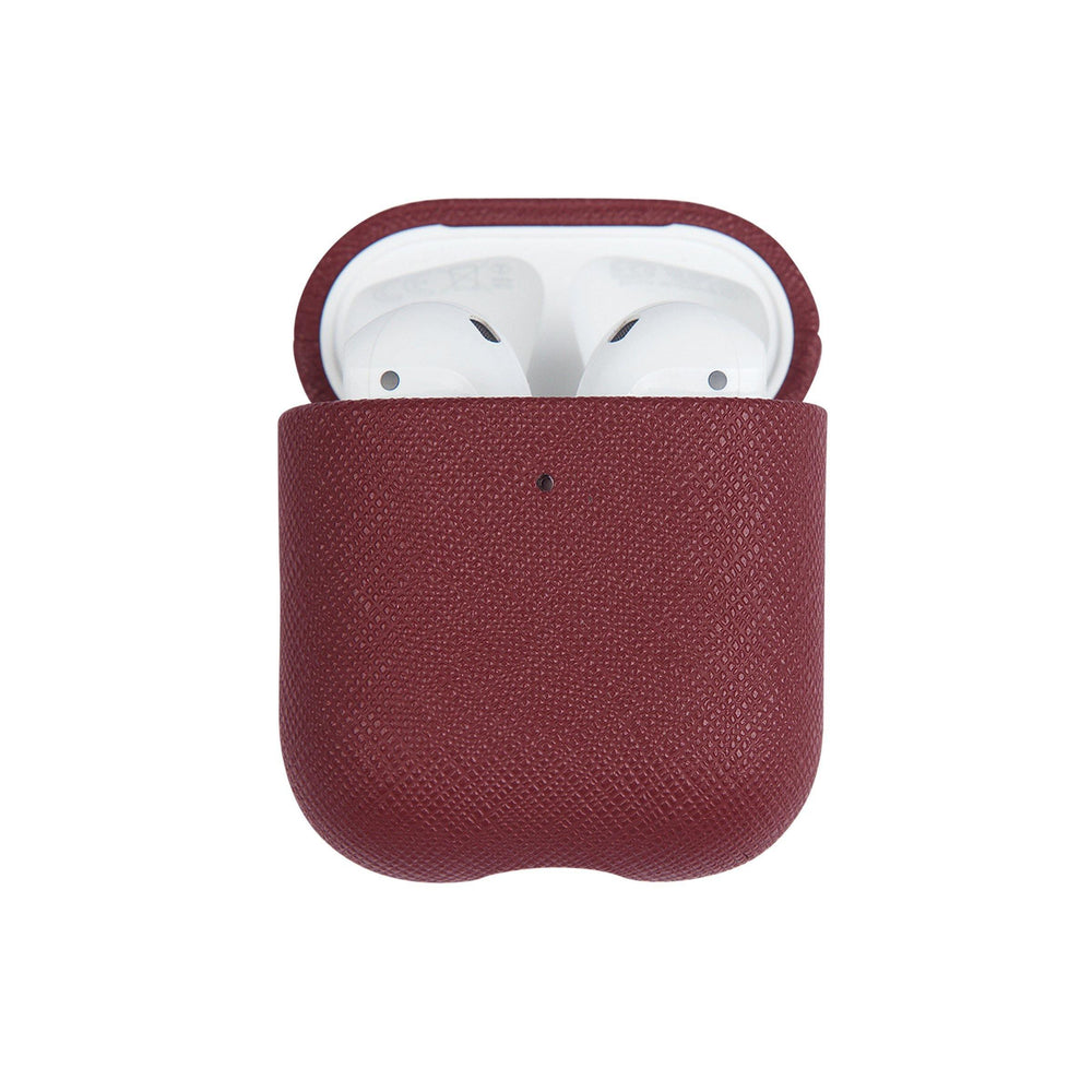 Burgundy - Saffiano AirPod Case Cover - THEIMPRINT