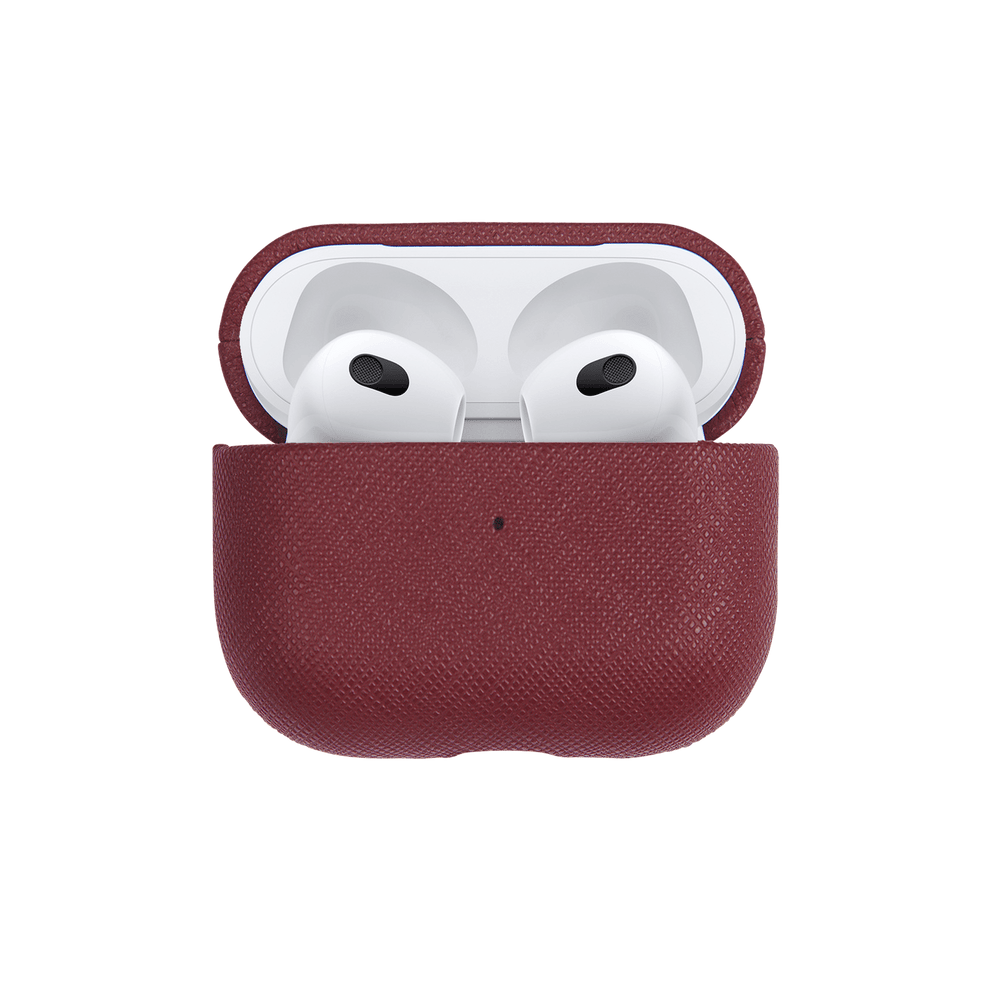 Burgundy - Saffiano AirPods Case Cover Gen 3 - THEIMPRINT PTE LTD