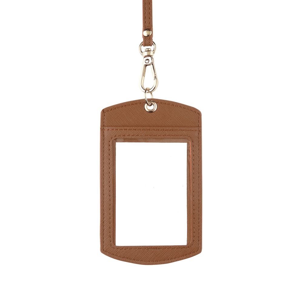Caramel - Saffiano ID Cardholder Lanyard - THEIMPRINT PTE LTD