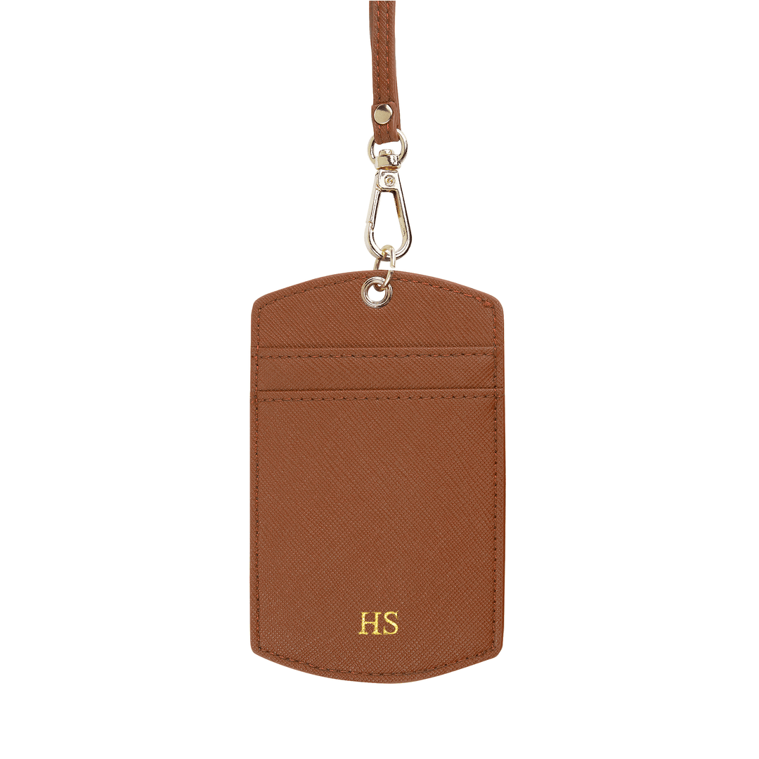 Caramel - Saffiano ID Cardholder Lanyard - THEIMPRINT PTE LTD