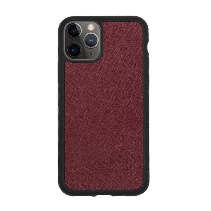 Burgundy - iPhone 12 Series Saffiano Phone Case - THEIMPRINT PTE LTD