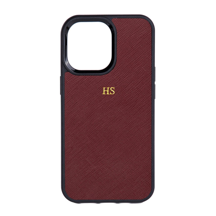 Burgundy - iPhone 14 Series Saffiano Phone Case - THEIMPRINT PTE LTD