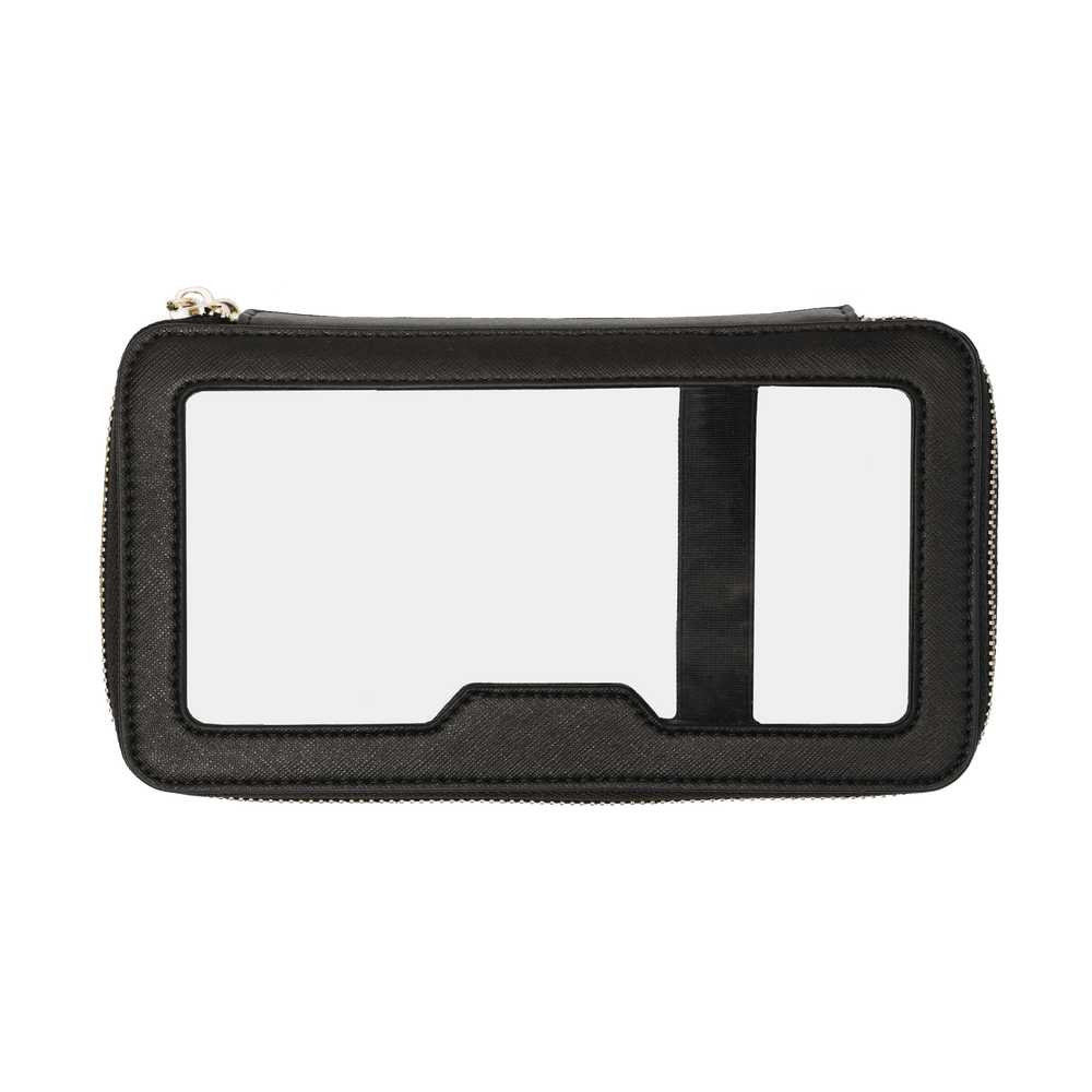 Saffiano Leather Makeup Pouch - Black - THEIMPRINT PTE LTD