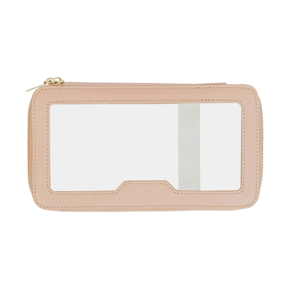 Saffiano Leather Makeup Pouch - Nude - THEIMPRINT PTE LTD