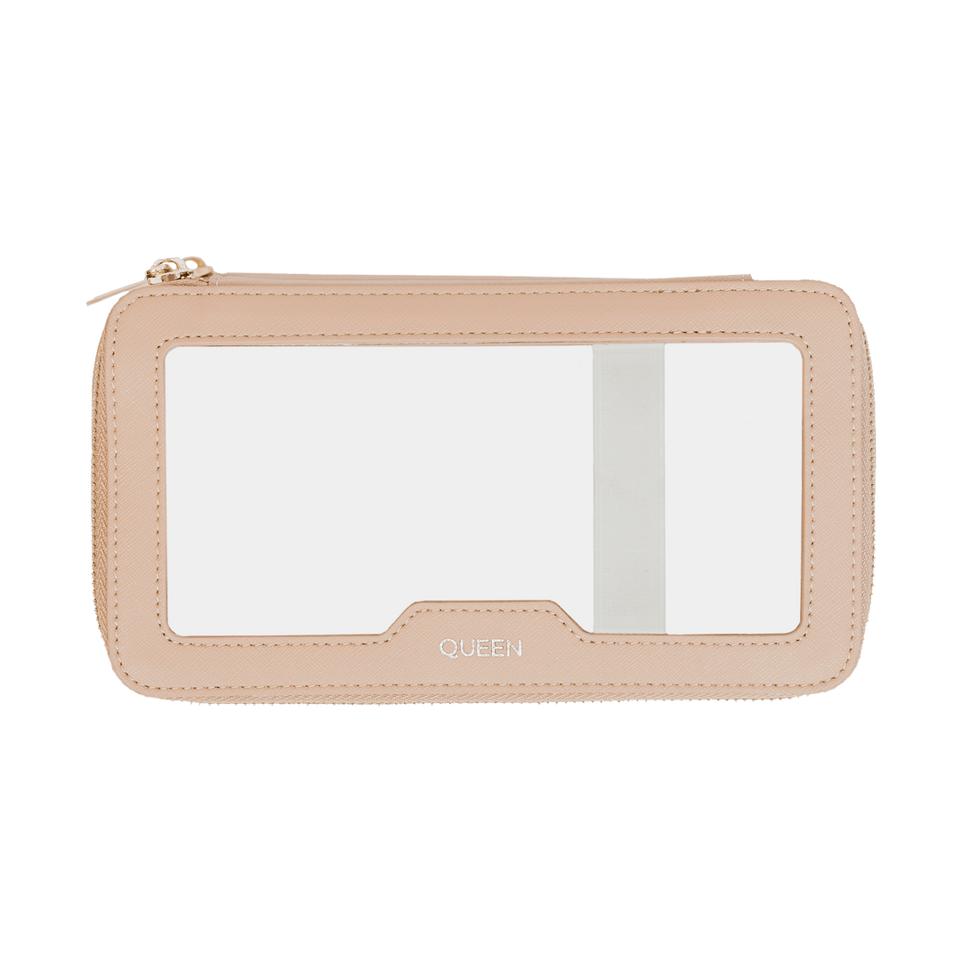 Saffiano Leather Makeup Pouch - Nude - THEIMPRINT PTE LTD