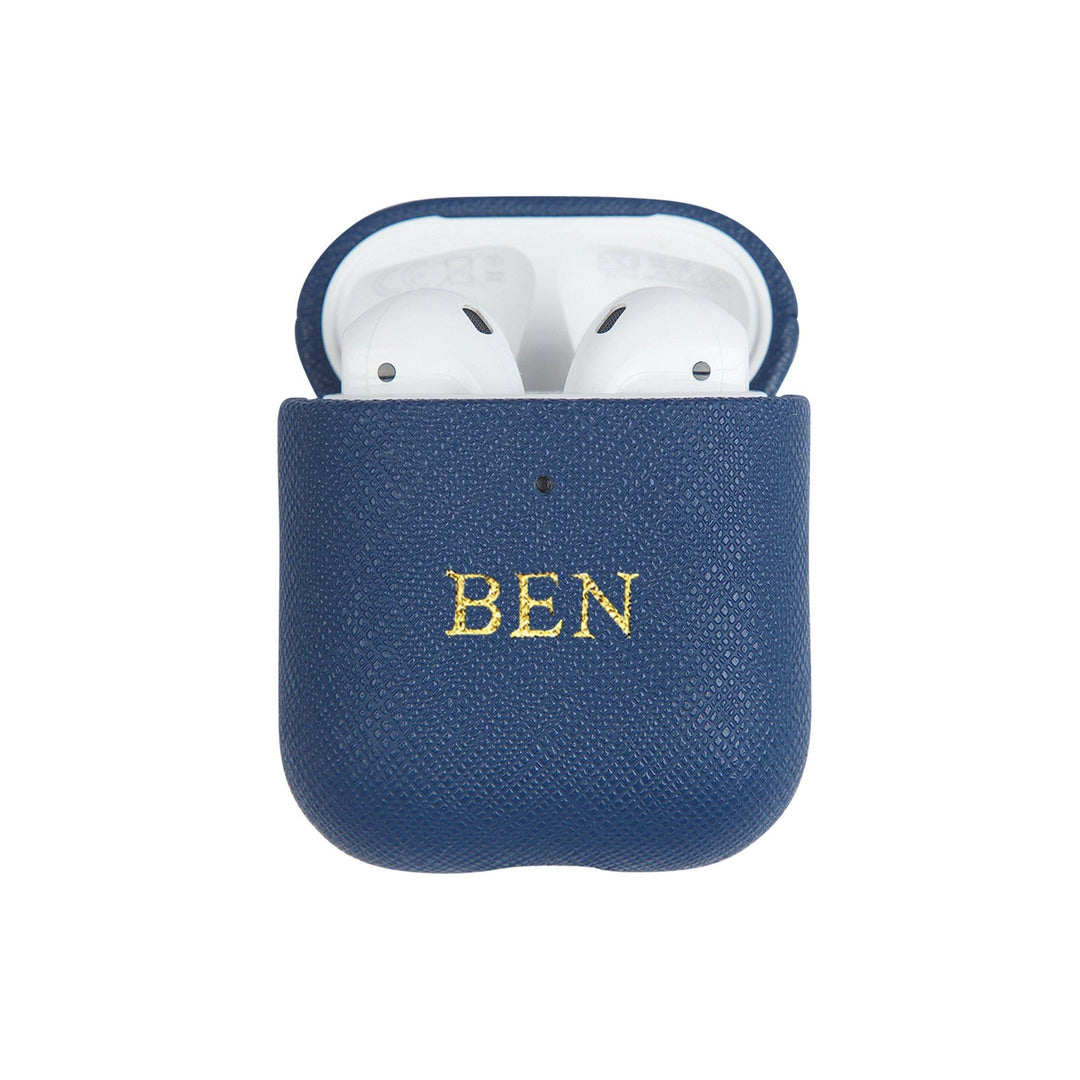 Navy - Saffiano AirPod Case Cover - THEIMPRINT