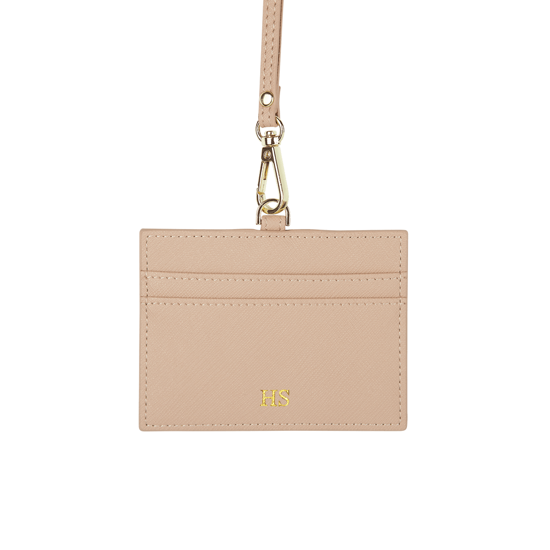 Nude - Saffiano Horizontal ID Cardholder Lanyard - THEIMPRINT CO