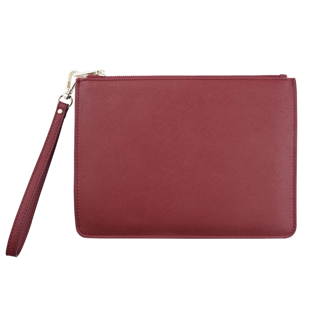 Burgundy - Small Saffiano Pouch | Personalise | TheImprint Singapore