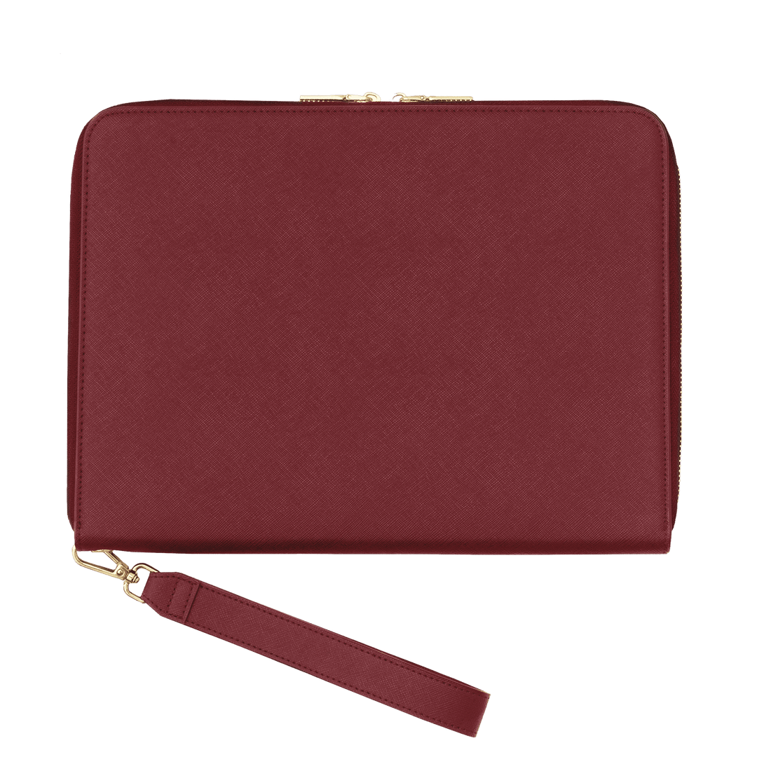 Burgundy - Large Saffiano Pouch - THEIMPRINT PTE LTD