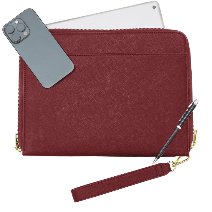 Burgundy - Large Saffiano Pouch - THEIMPRINT PTE LTD