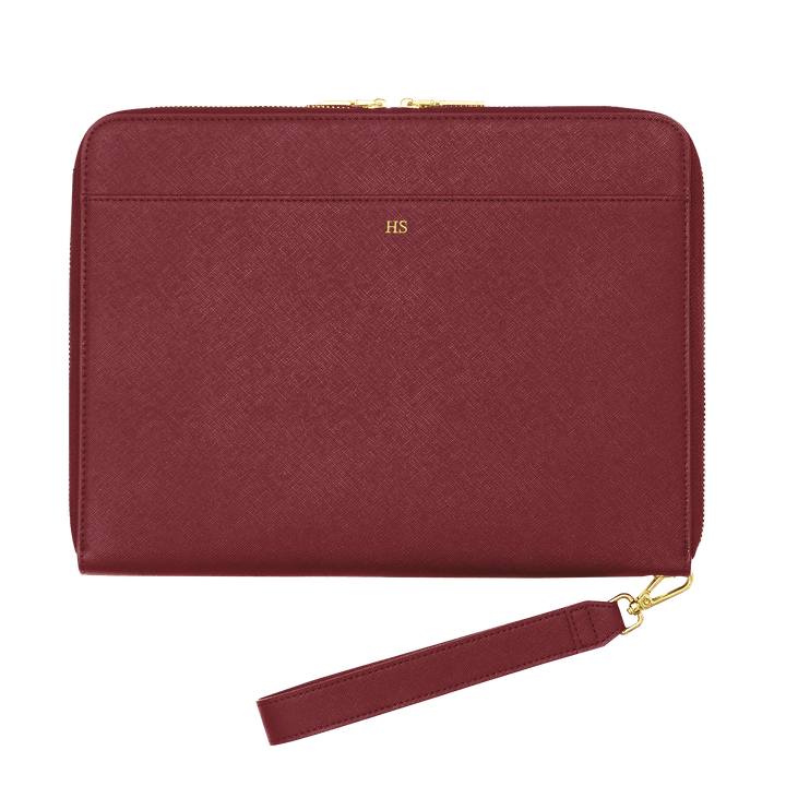 Burgundy - Large Saffiano Pouch - THEIMPRINT PTE LTD