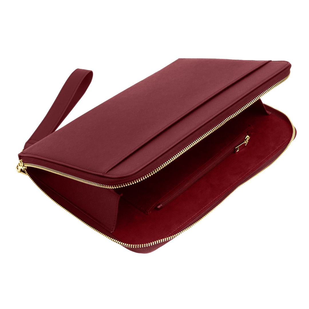 Burgundy - Large Saffiano Pouch - THEIMPRINT PTE LTD