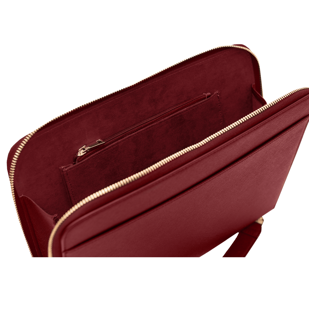 Burgundy - Large Saffiano Pouch - THEIMPRINT PTE LTD