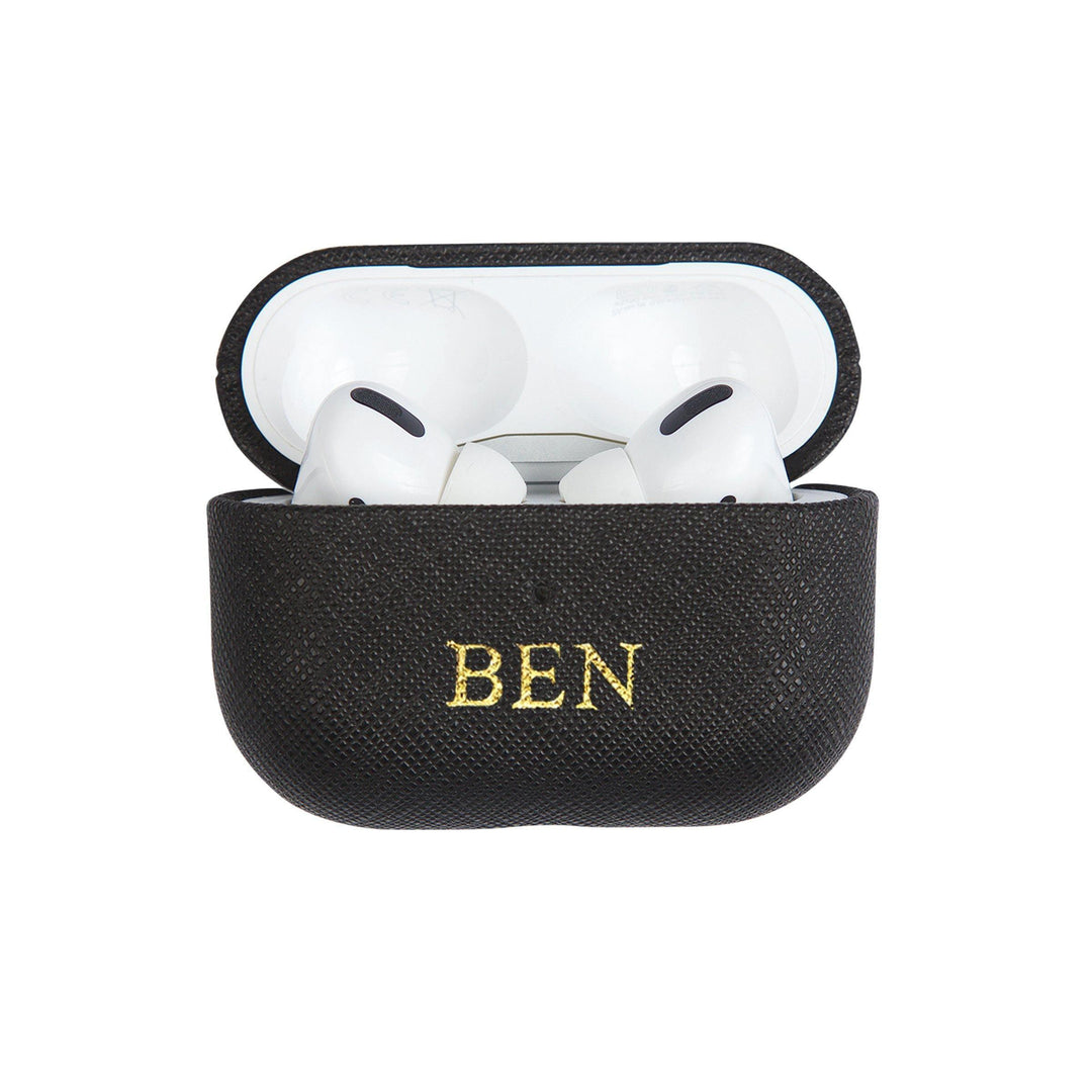 Black - Saffiano AirPod Pro Case Cover - THEIMPRINT