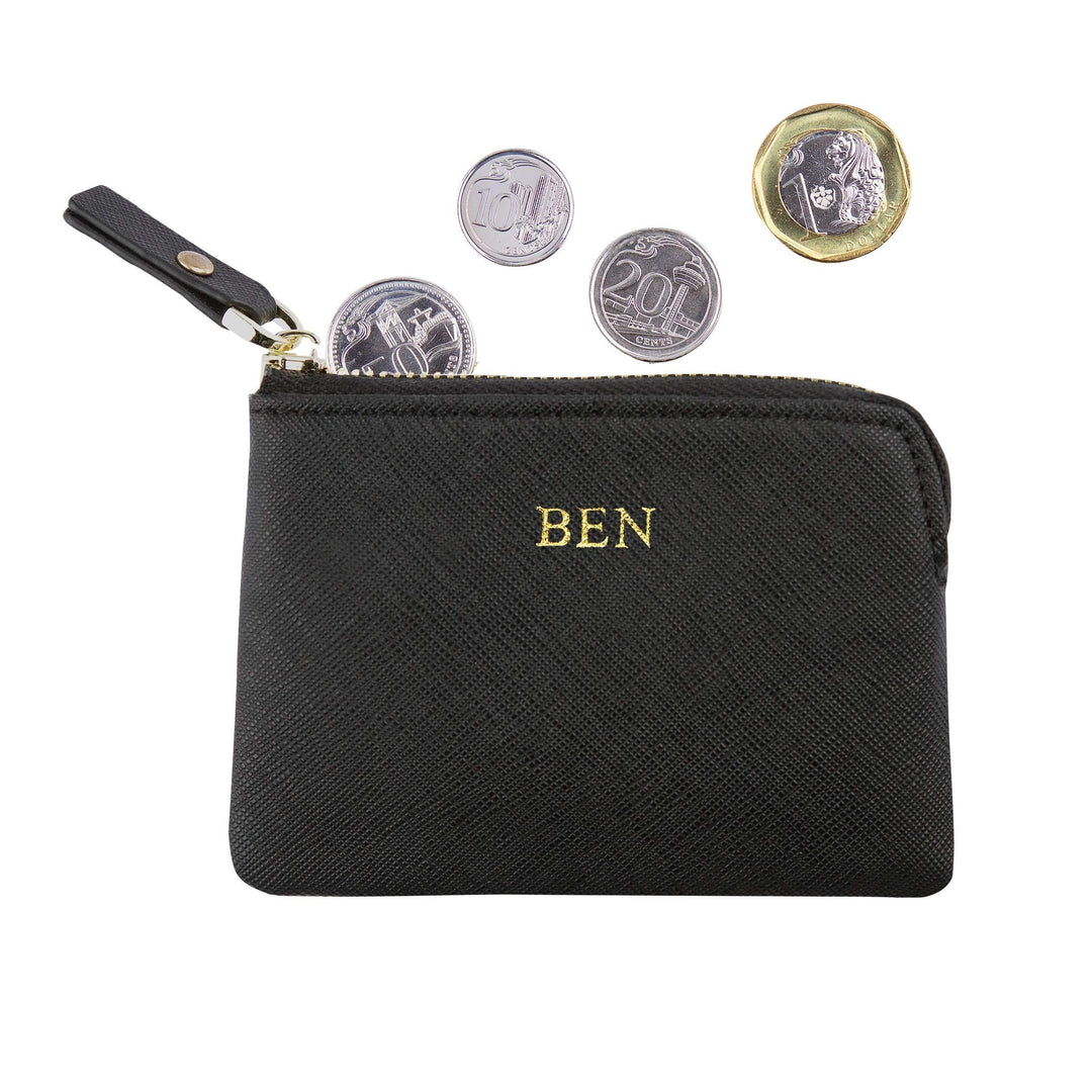 Black - Saffiano Coin Pouch | Personalise | TheImprint Singapore