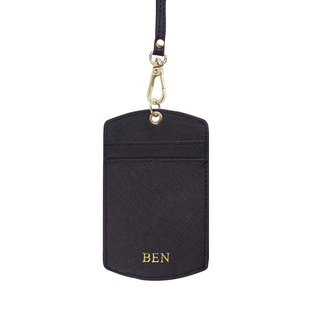 Black Saffiano ID Cardholder Lanyard | Personalise | TheImprint Singapore