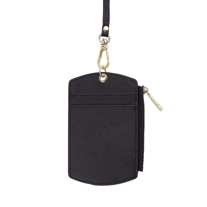 Black - Saffiano ID Cardholder Lanyard with Zip | Personalise | TheImprint Singapore