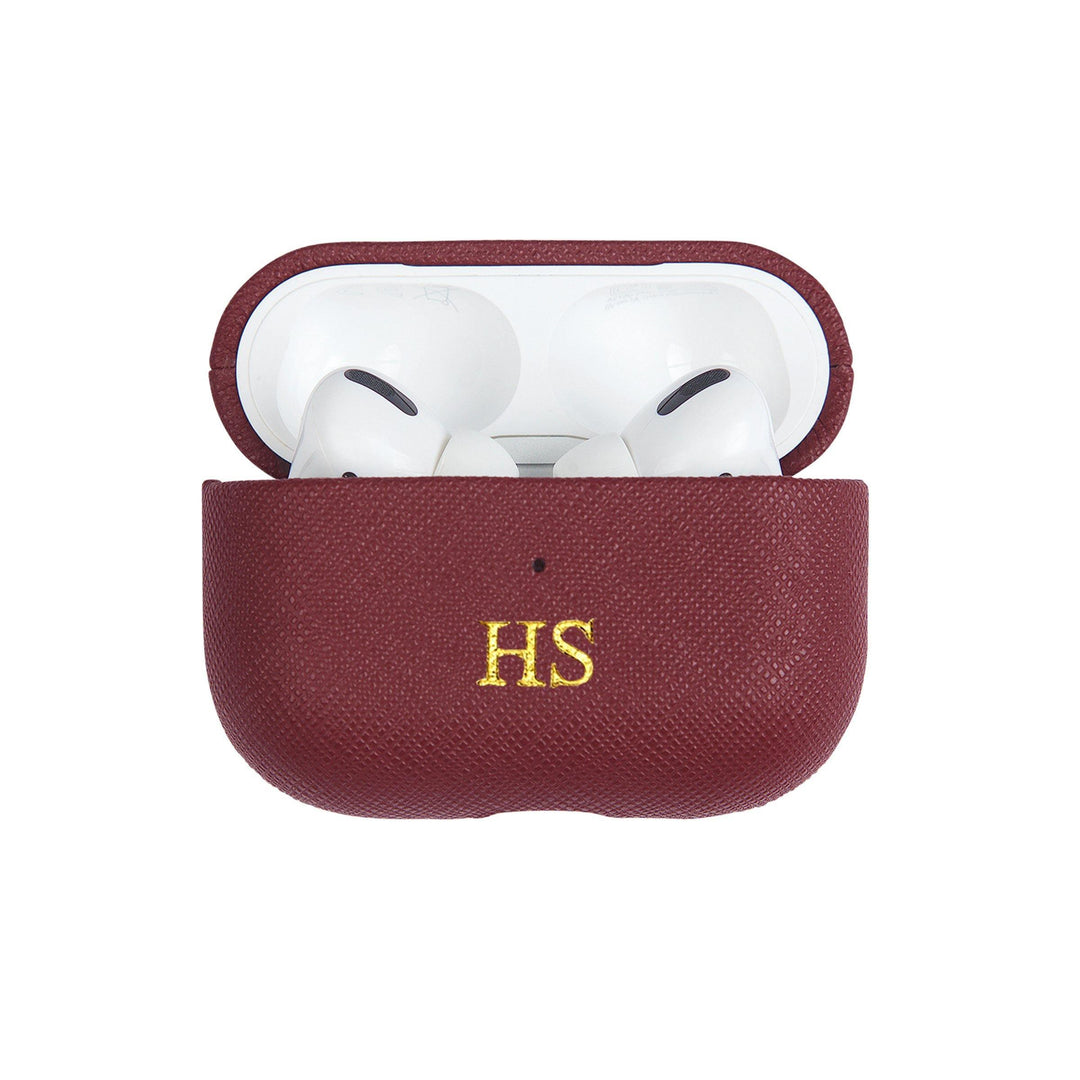 Burgundy - Saffiano AirPod Pro Case Cover - THEIMPRINT