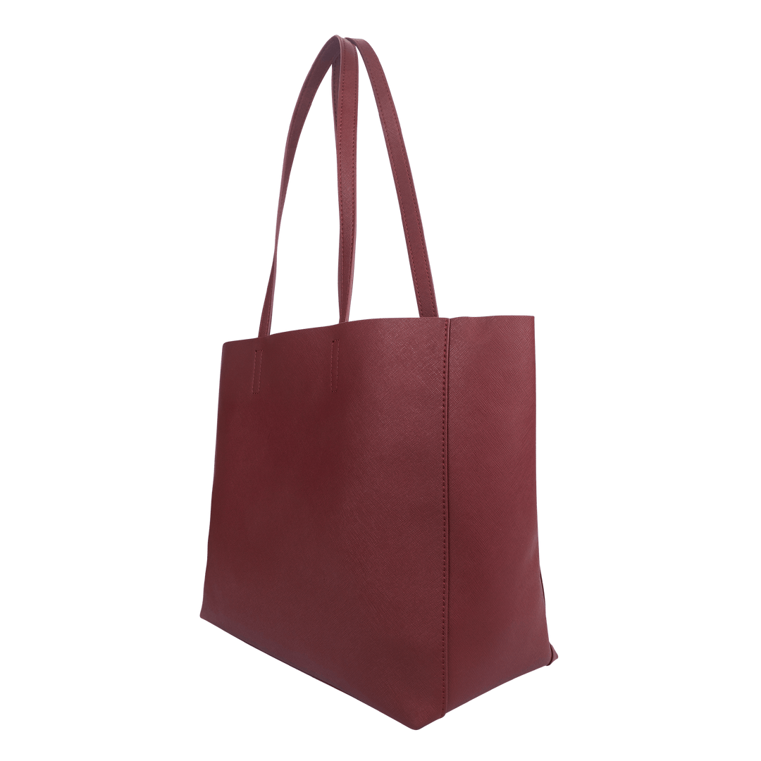Burgundy - Saffiano Tote Bag - THEIMPRINT PTE LTD