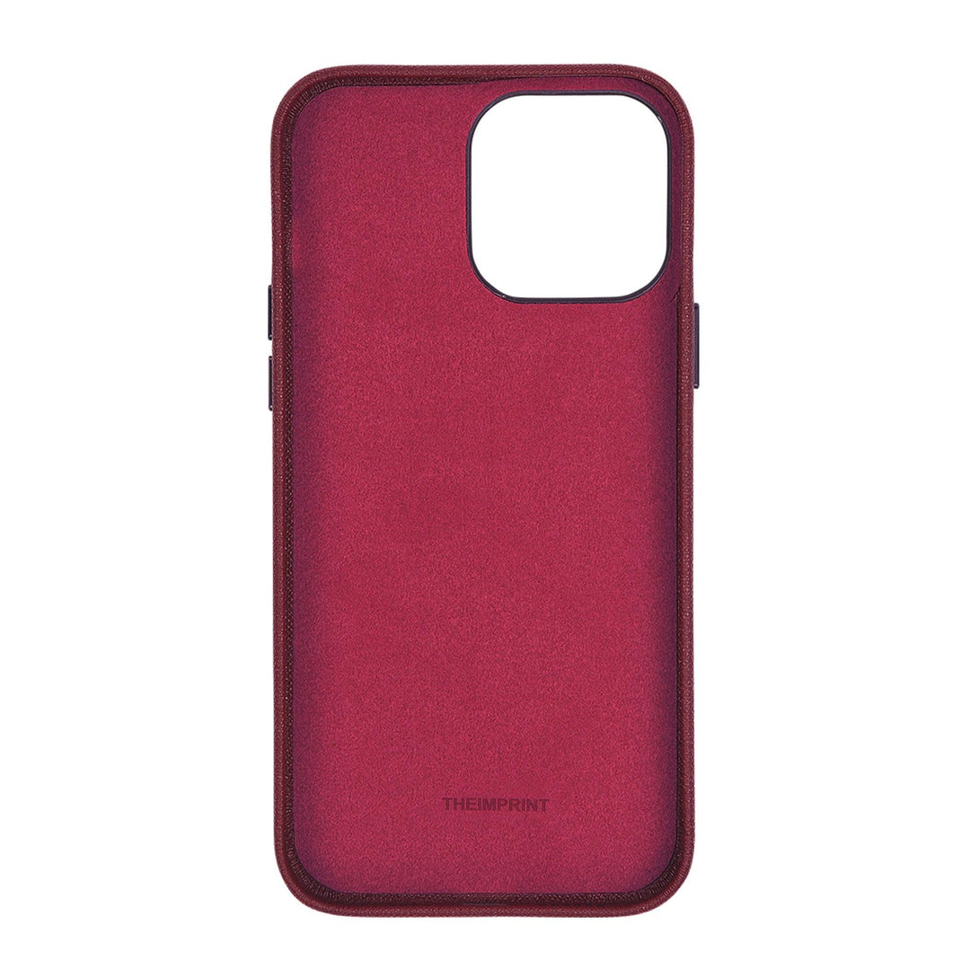 Burgundy - iPhone 13 Series Full Wrap Saffiano Phone Case - THEIMPRINT PTE LTD