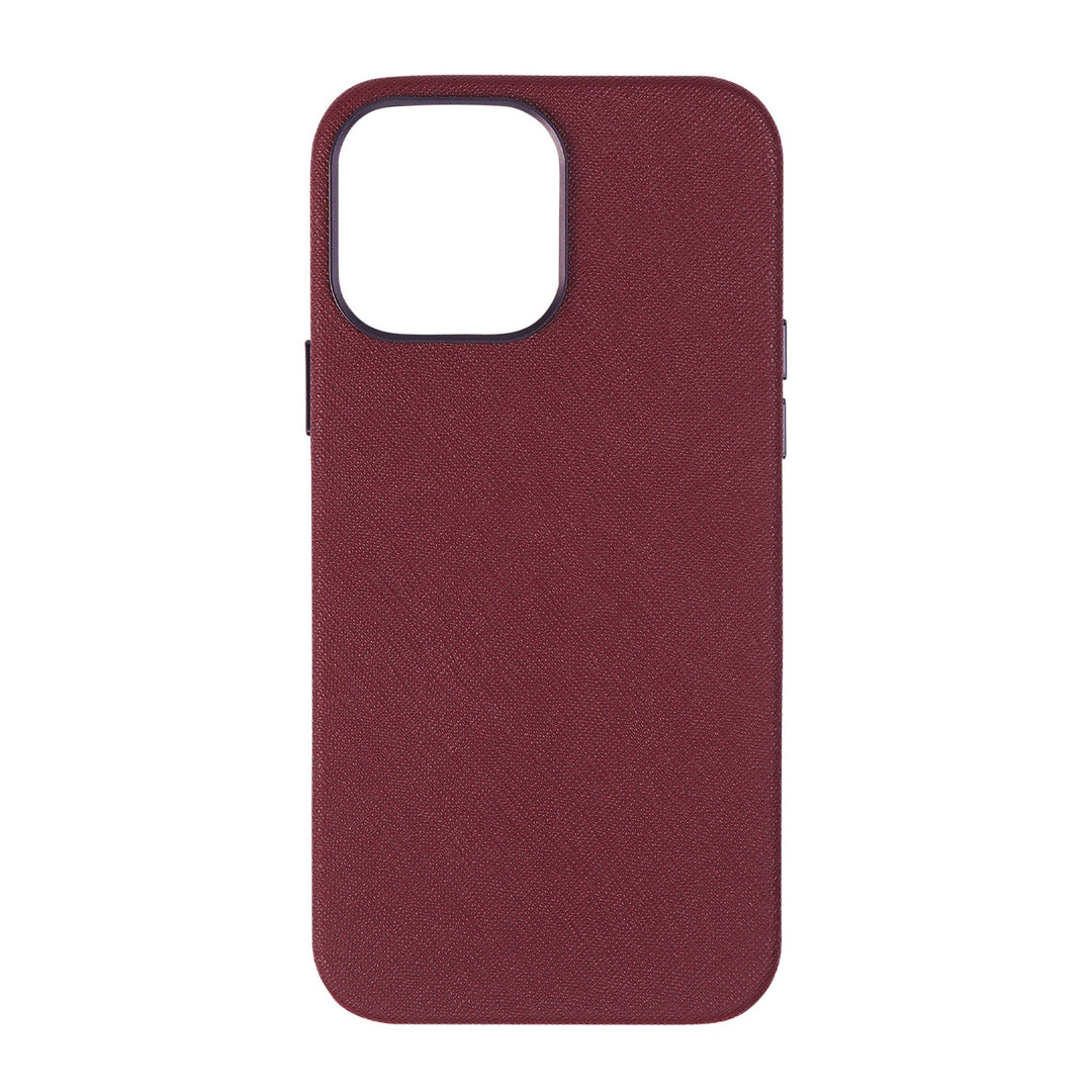 Burgundy - iPhone 12 Series Full Wrap Saffiano Phone Case