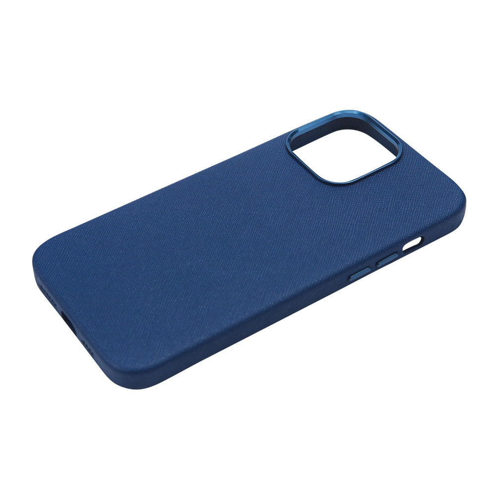 Navy - iPhone 14 Series Full Wrap Saffiano Phone Case - THEIMPRINT PTE LTD