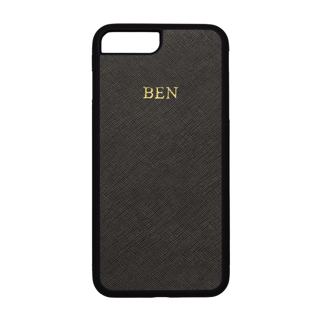 Black iPhone 7 Plus / 8 Plus Saffiano Phone Case | Personalise | TheImprint Singapore