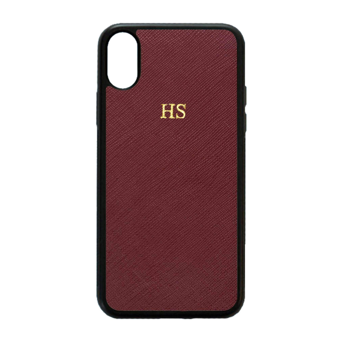 Burgundy - iPhone XS Max Saffiano Phone Case | Personalise | TheImprint Singapore
