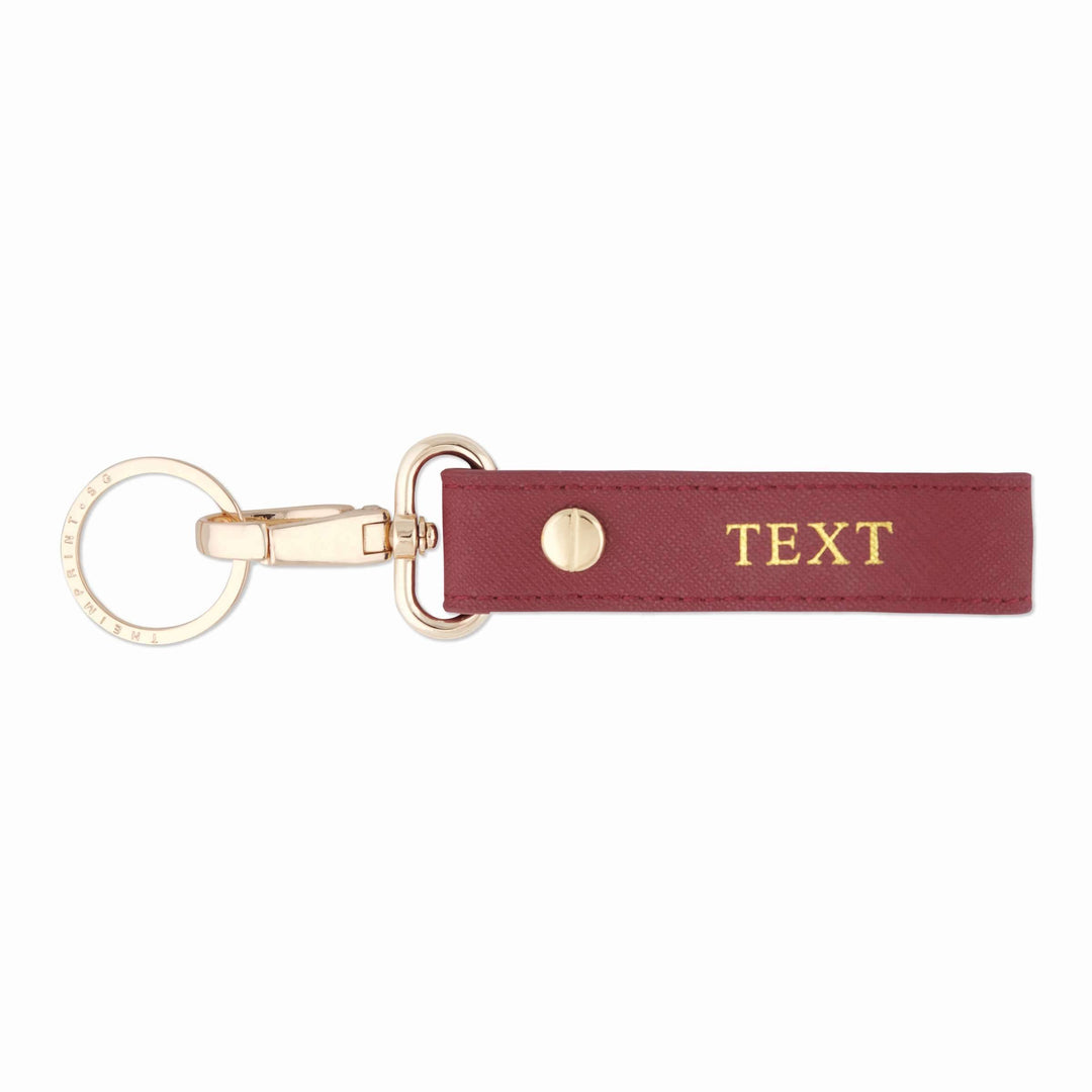 Burgundy - Saffiano Keychain | Personalise | TheImprint Singapore