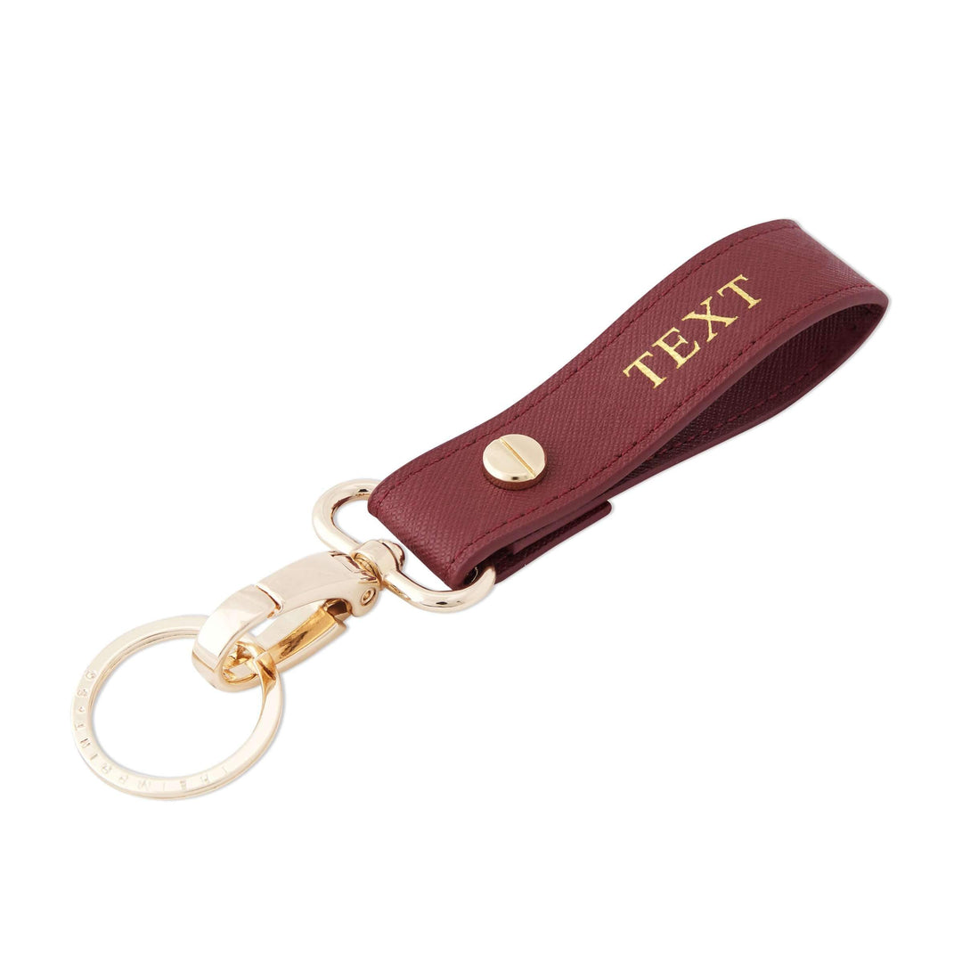 Burgundy - Saffiano Keychain | Personalise | TheImprint Singapore