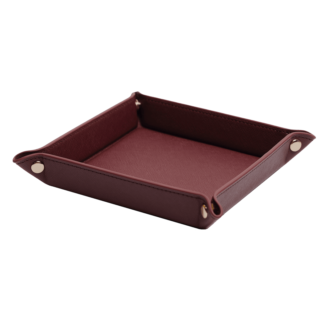 Saffiano Leather Tray - Burgundy - THEIMPRINT PTE LTD