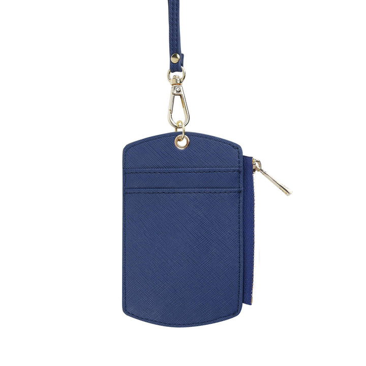 Navy - Saffiano ID Cardholder Lanyard with Zip | Personalise | TheImprint Singapore