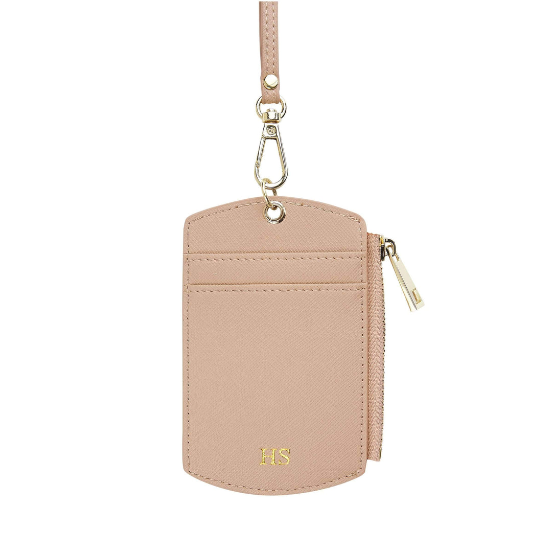 Nude - Saffiano ID Cardholder Lanyard with Zip | Personalise | TheImprint Singapore