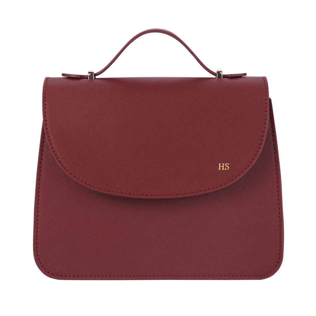 Burgundy - Saffiano Shoulder Bag - THEIMPRINT PTE LTD