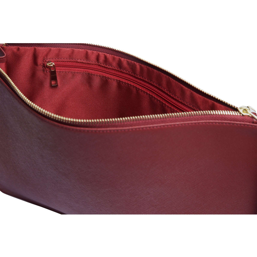 Burgundy - Large Saffiano Pouch | Personalise | TheImprint Singapore