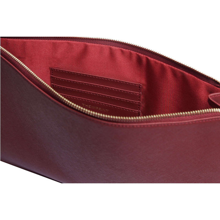 Burgundy - Large Saffiano Pouch | Personalise | TheImprint Singapore