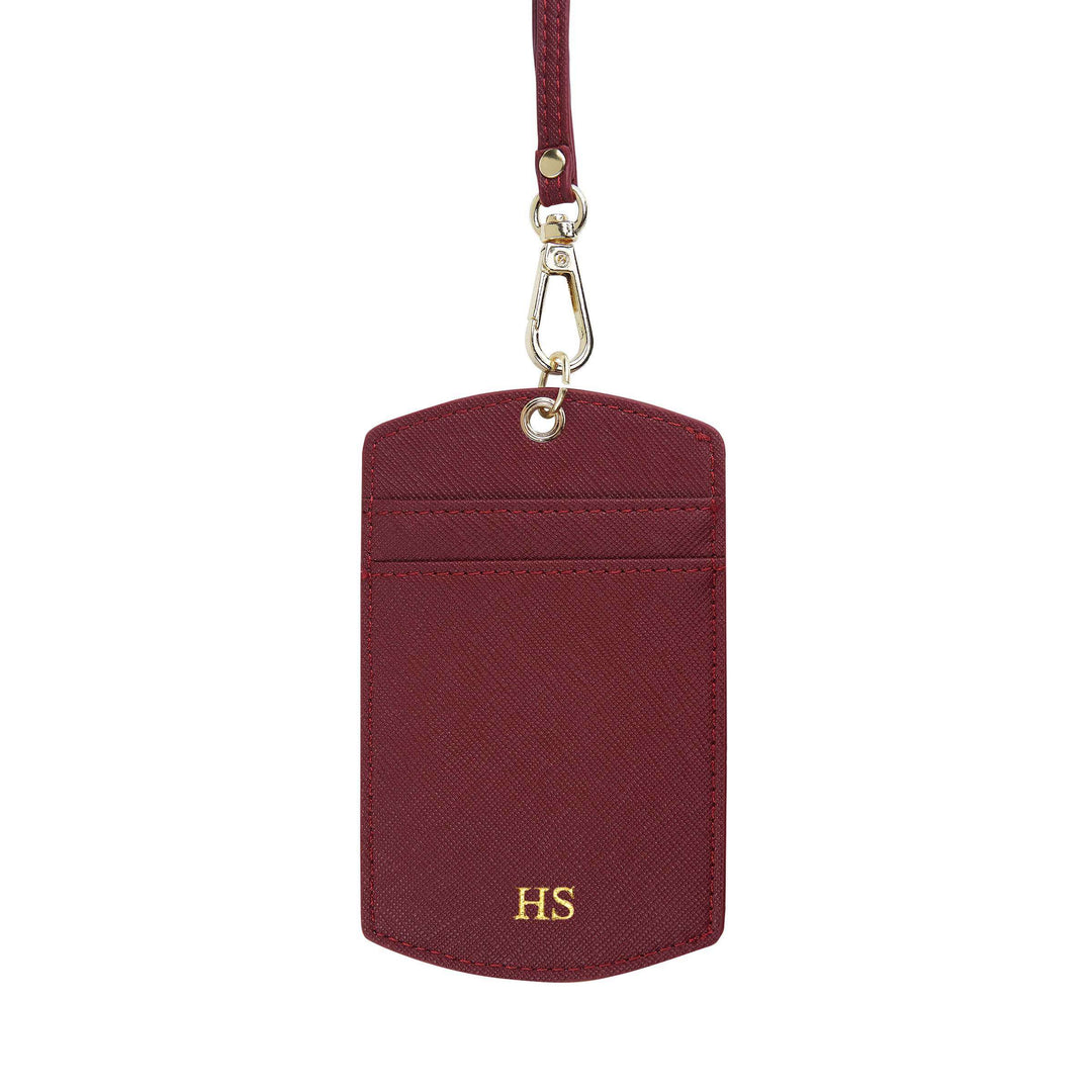 Burgundy - Saffiano ID Cardholder Lanyard | Personalise | TheImprint Singapore