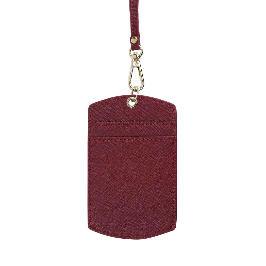 Burgundy - Saffiano ID Cardholder Lanyard | Personalise | TheImprint Singapore