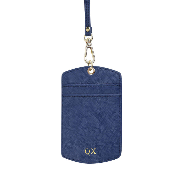 Navy - Saffiano ID Cardholder Lanyard | Personalise | TheImprint Singapore