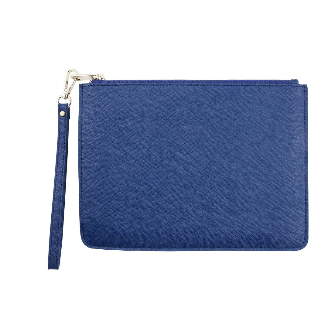 Navy - Small Saffiano Pouch | Personalise | TheImprint Singapore